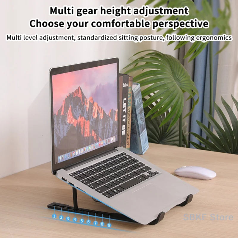 Laptop Cooler Base Stand Foldable Laptop Cooling Pad Holder Portable Notebook Radiator Bracket Heighten Rack with 1 Cooling Fans