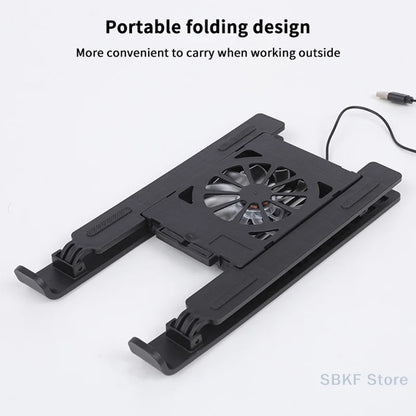 Laptop Cooler Base Stand Foldable Laptop Cooling Pad Holder Portable Notebook Radiator Bracket Heighten Rack with 1 Cooling Fans