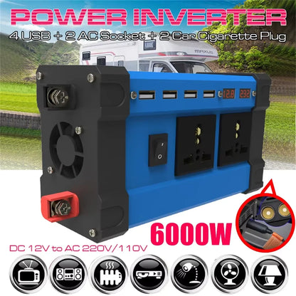 6000W Solar Inverter Kit Complete Power Generation 600W Solar Panel 110V/220V System 12V Solar Panel Battery Charging Controller